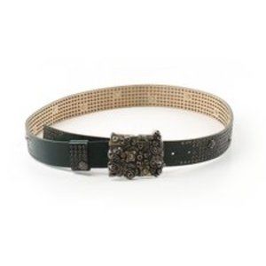 betsey johnson greensilver leather grommet Belt